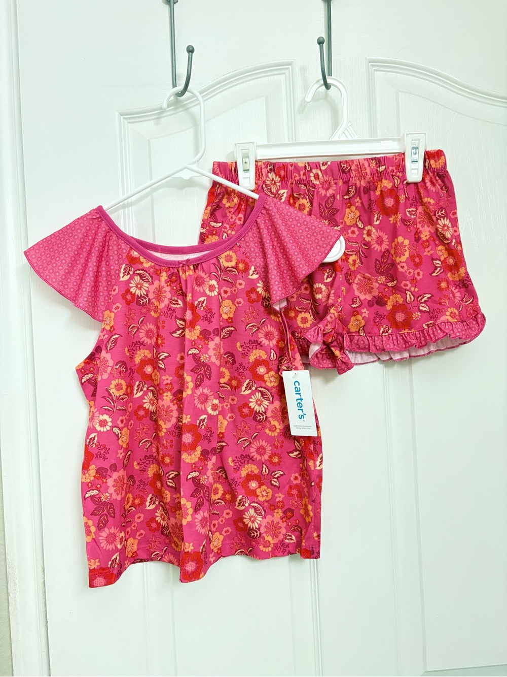 Carter's Hot Pink Floral Flutter Sleeve Pajama Set